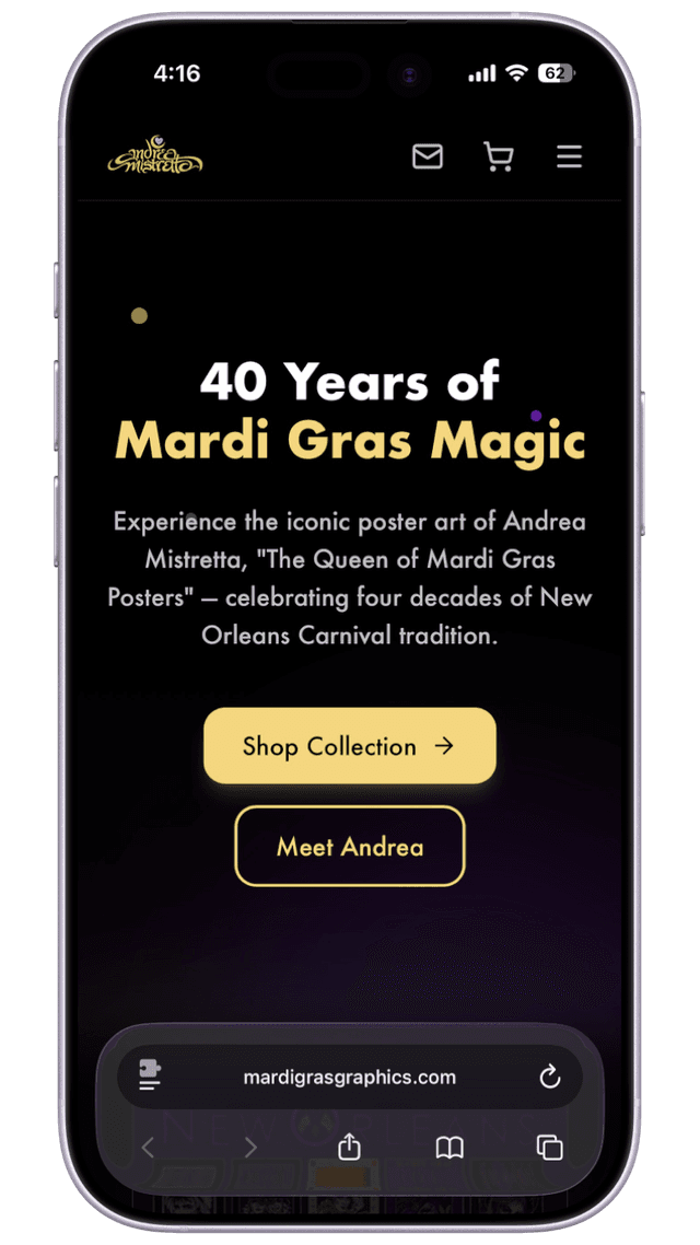 The new website on mobile
