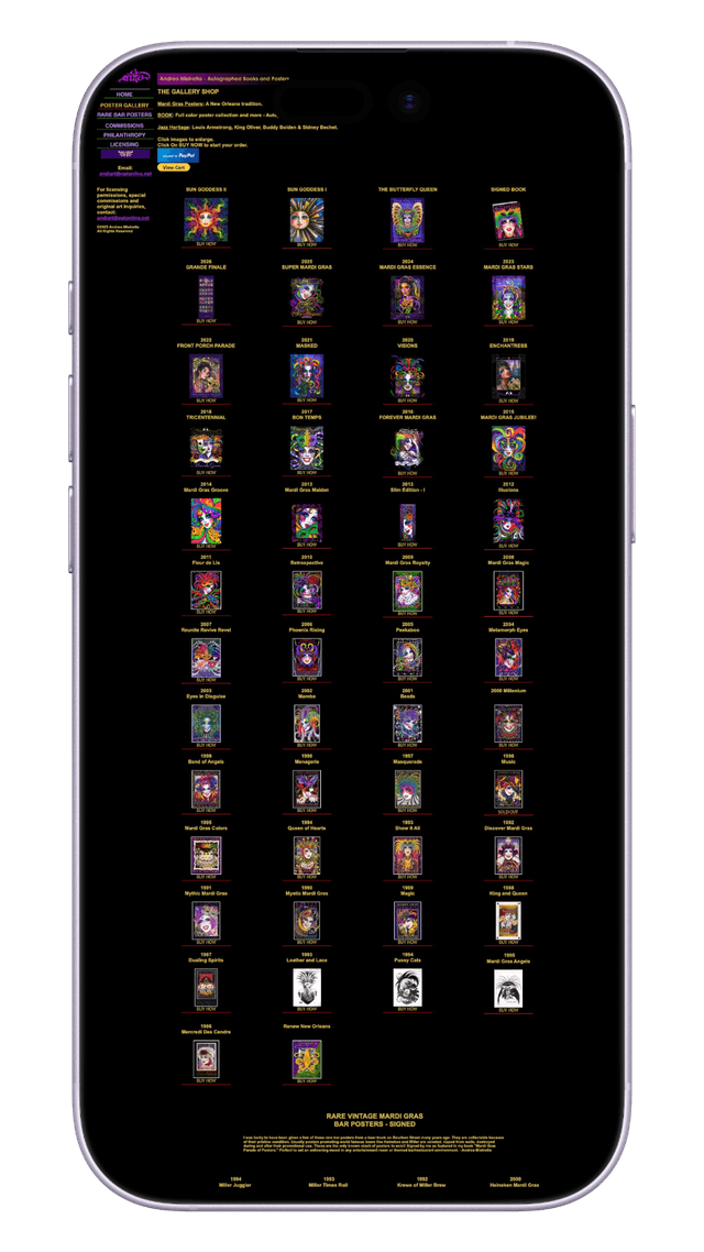 The old website on mobile