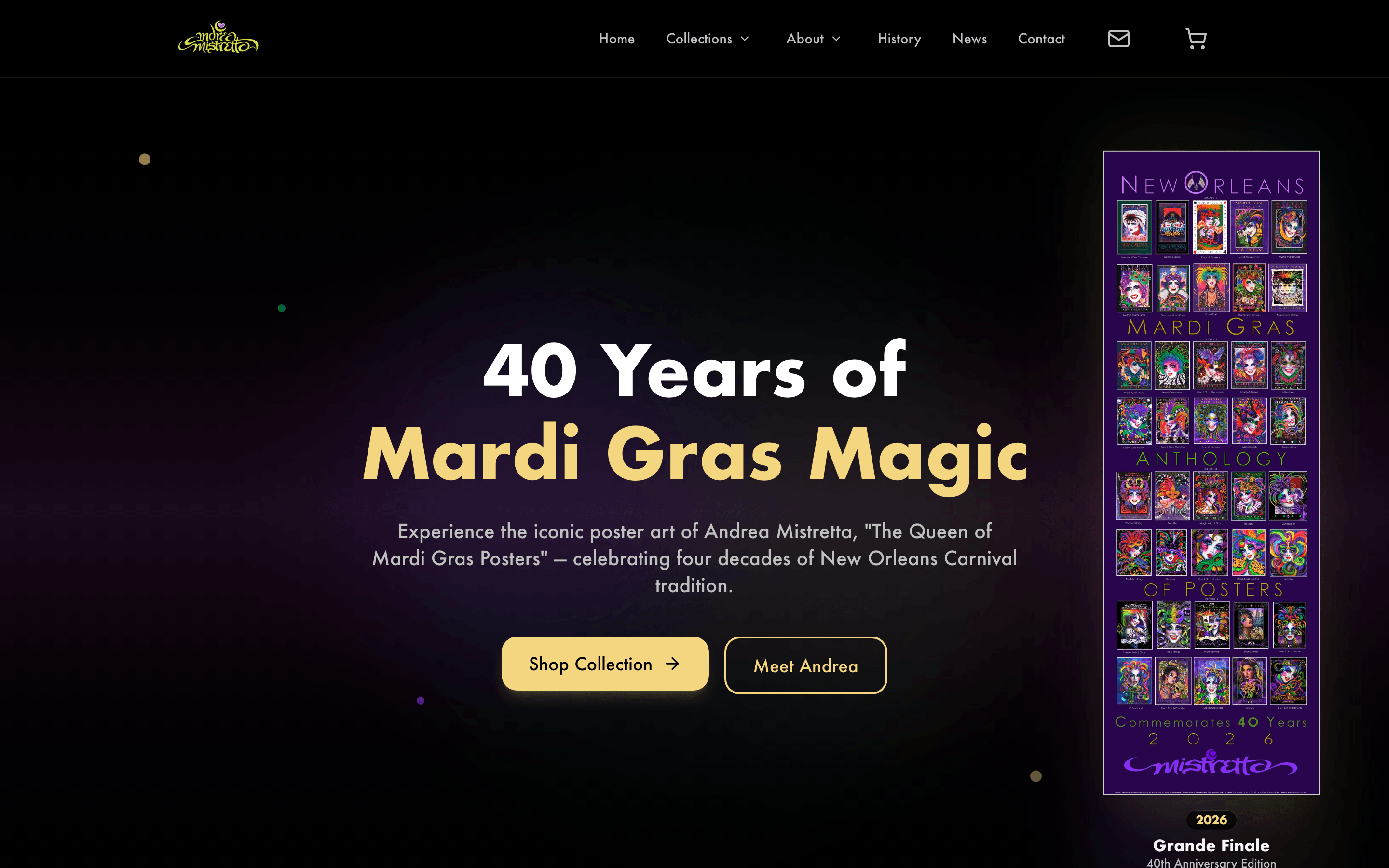 Mardi Gras Graphics — final homepage design