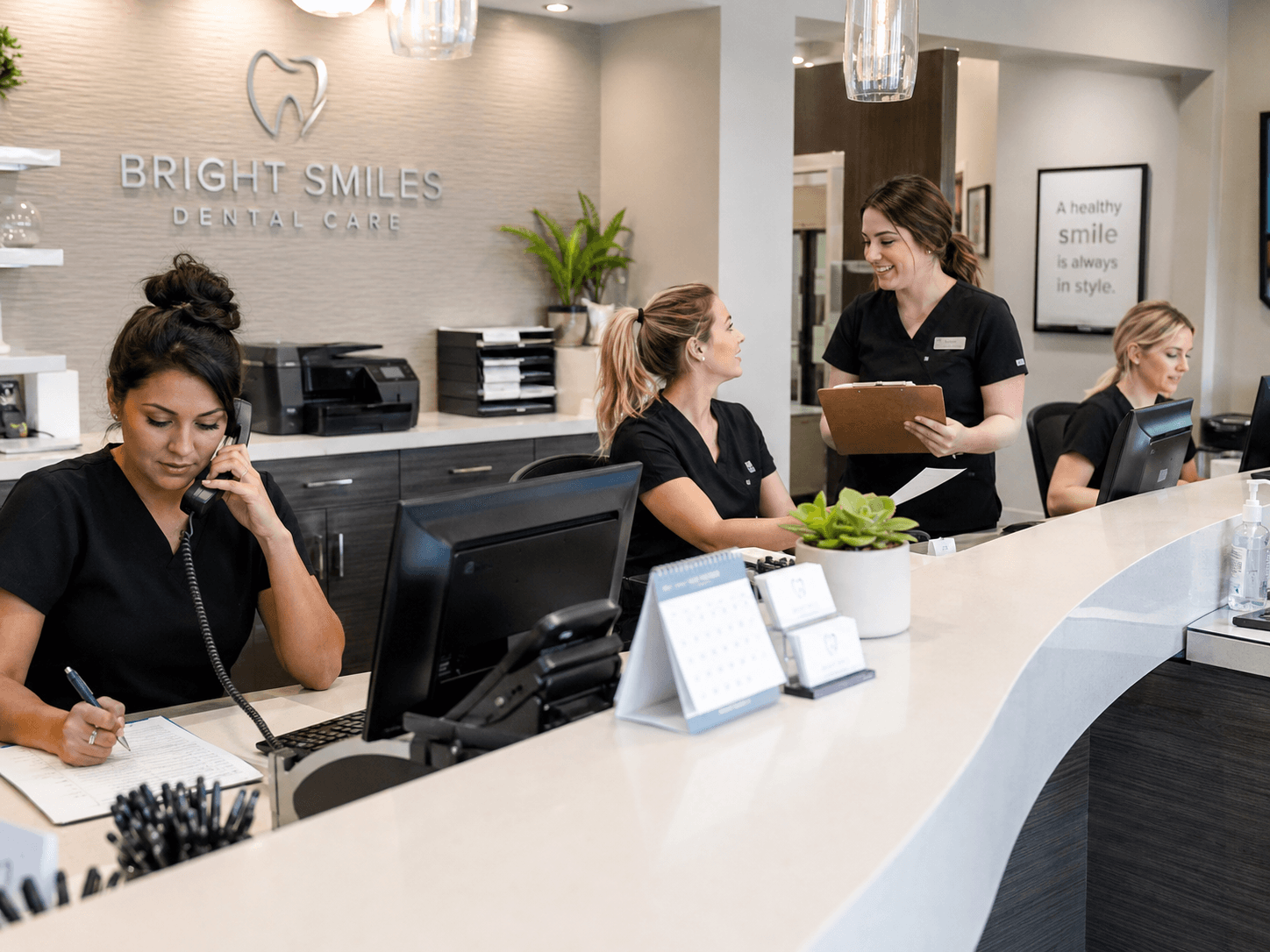 Dental practice reception desk