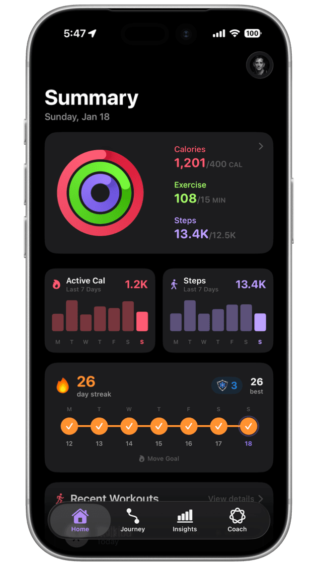 Rings+ activity ring dashboard